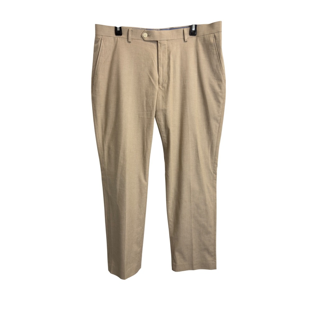 Tommy Hilfiger Mens Tan Khaki Dress Pants Flat Front Chino 36x30 Stretch Cotton